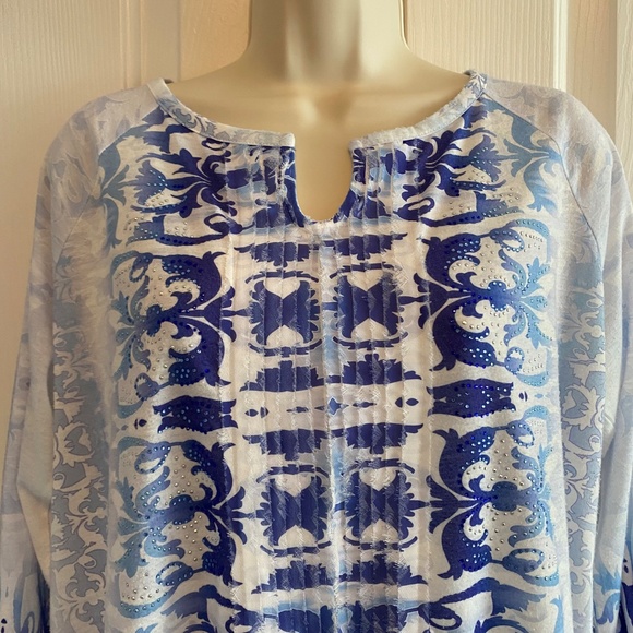 BUY 2 ITEMS & GET 1 FREE: Chico’s Dressy 3/4 sleeve T Sz 12 - Picture 2 of 12